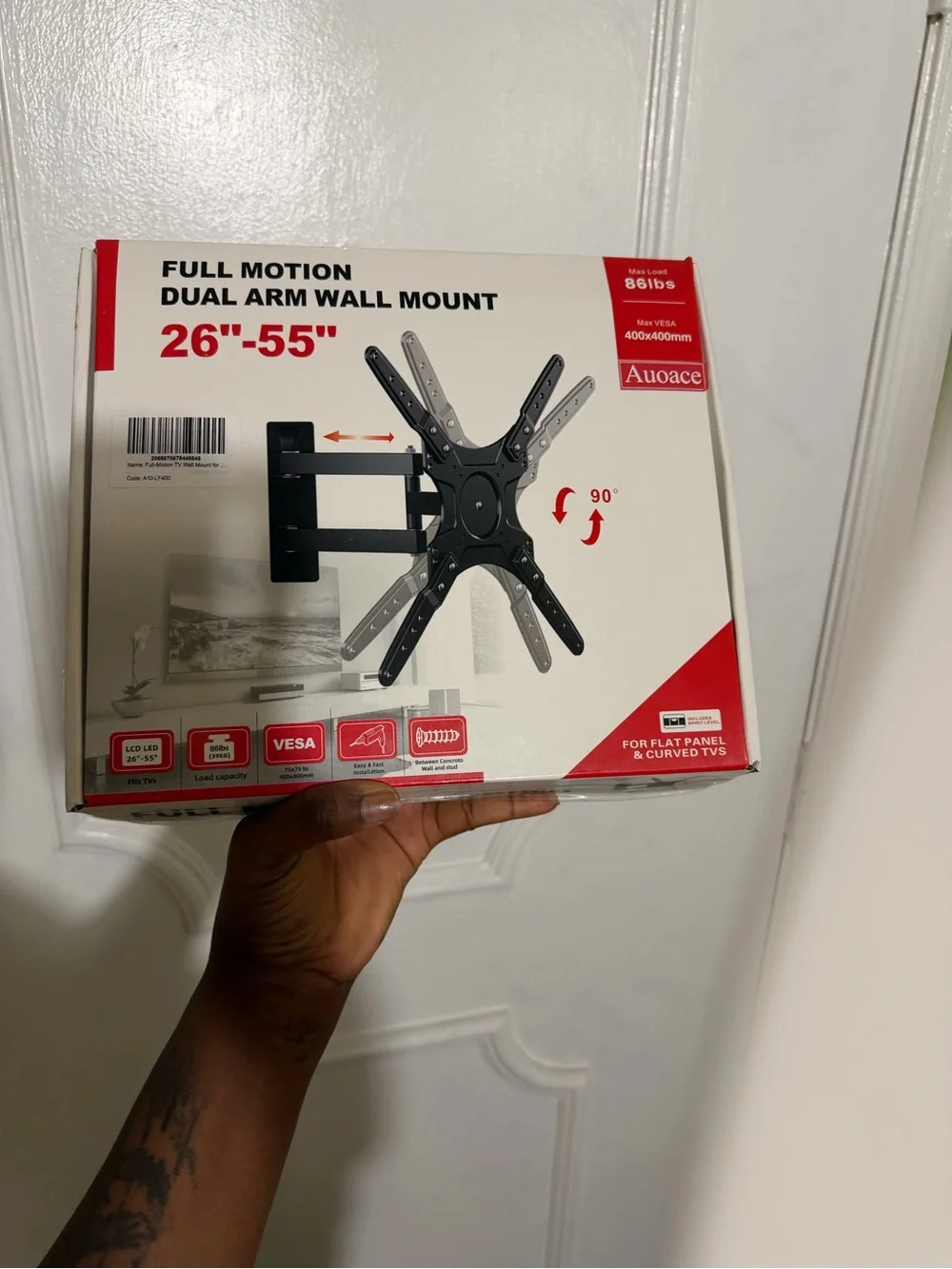 Black Full Motion Dual Arm Wall Mount for 26